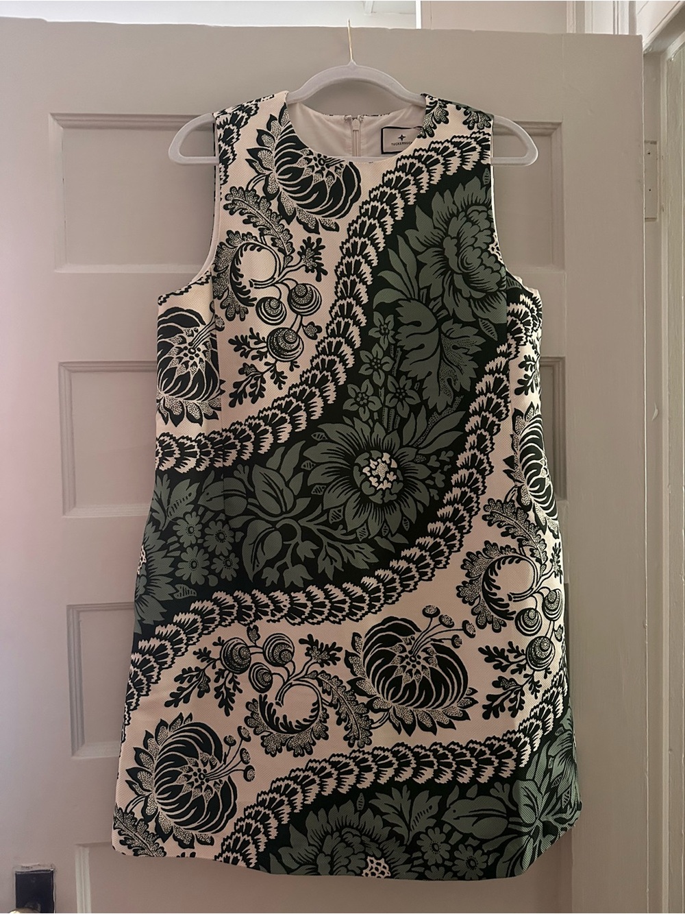 Tuckernuck Shift Dress in Green and Cream floral pattern